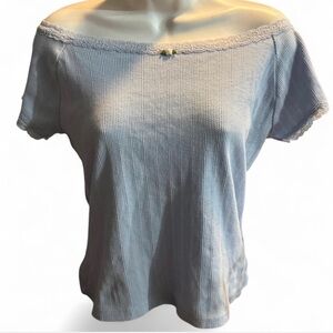 Aeropostale Light Blue Off-Shoulder Top